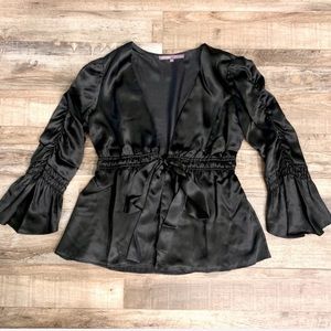 HALE BOB• Silk Tie Front Peplum Blouse